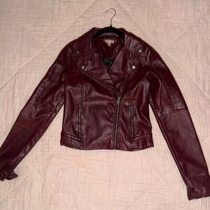 Cape Juby Maroon Faux Leather Jacket